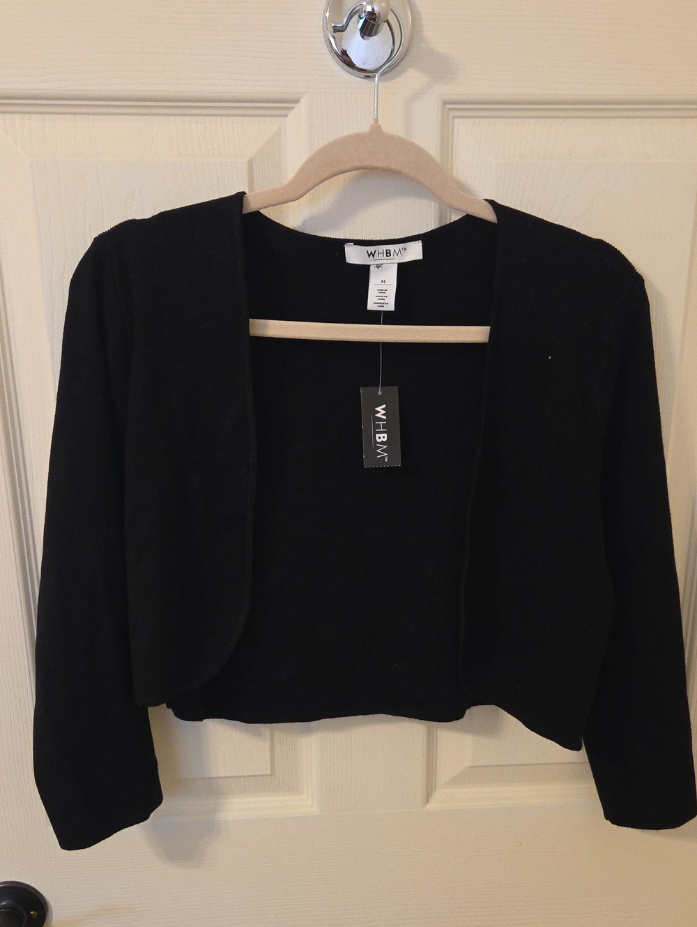 White House Black Market Black Cropped Open Cardigan